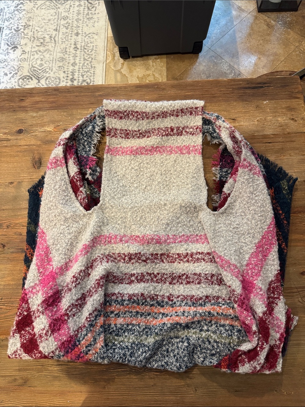 Cozy Striped Boucle Sweater Vest in Pink & Cream